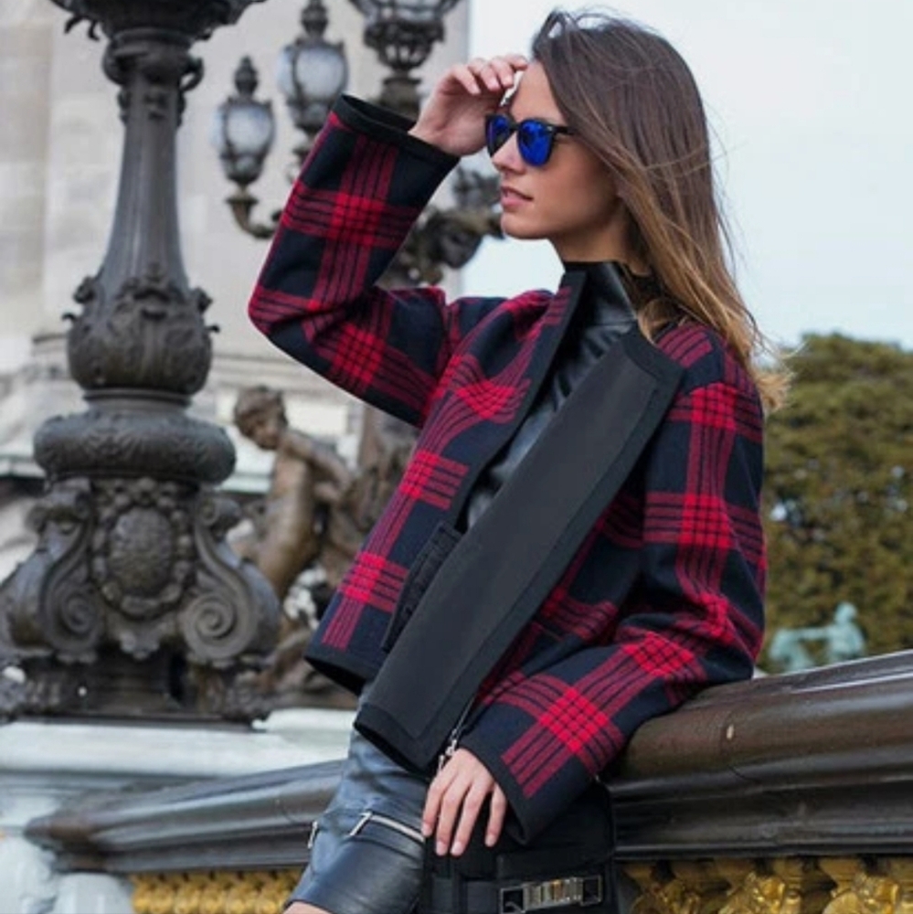 Zara Checked Studio Blazer Jacket - Medium - image 3